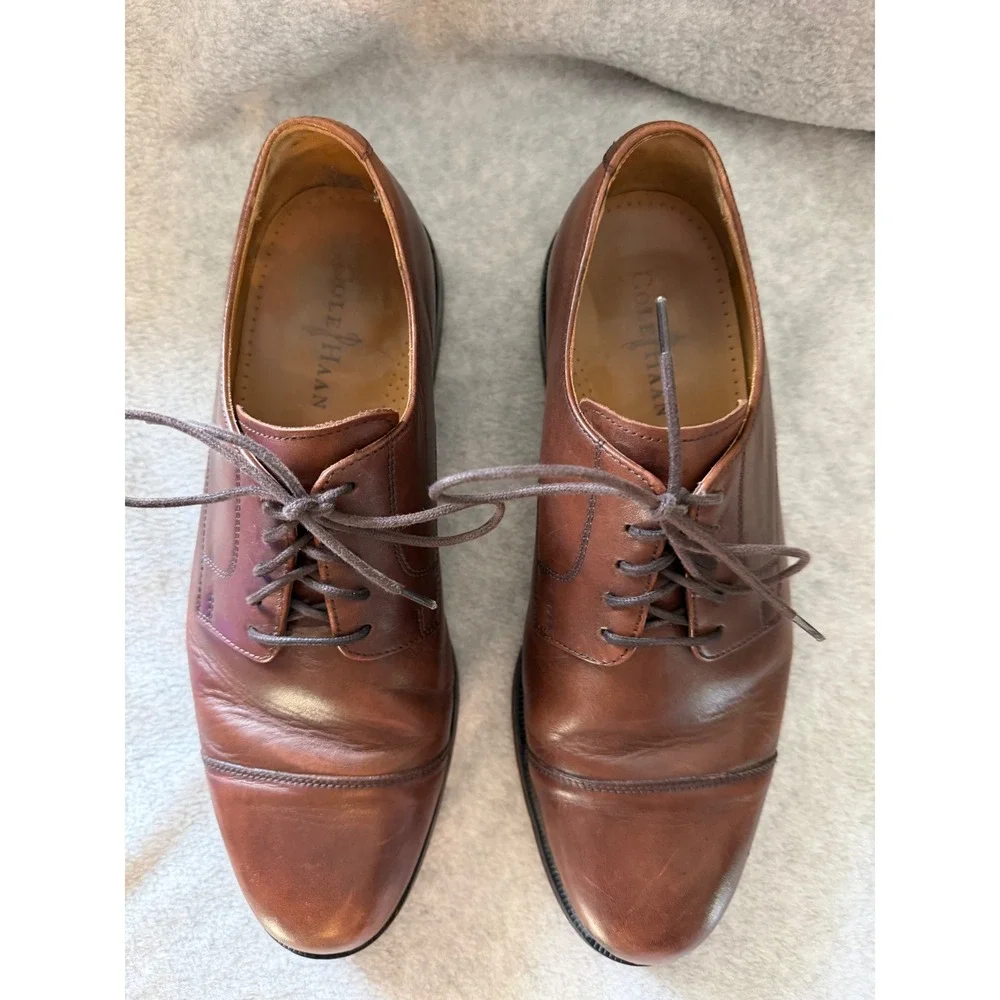 Cole Haan Mens 11 M Brown Leather Cap Toe Oxford Dress Shoes C07992 British Tan